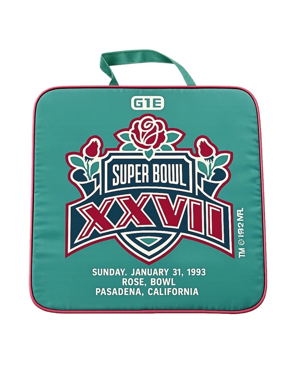 Super Bowl XXVII Teal Seat Cushion with Red Trim